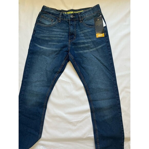 Lee Jeans Blue Denim Slim Fit Straight Leg Size 16 H X-Treme Comfort Band waist - Picture 3 of 6